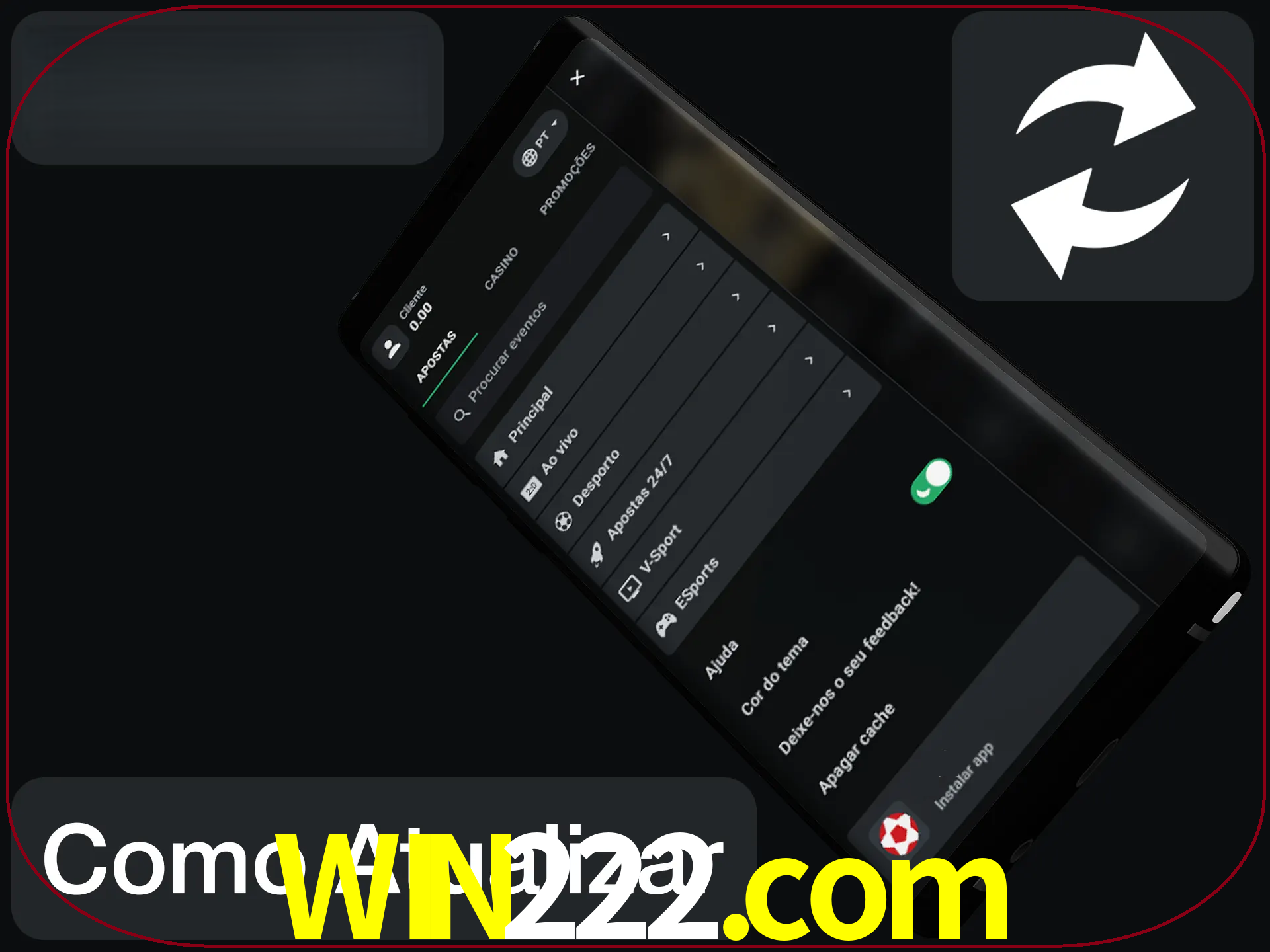 O aplicativo é atualizado automaticamente quando você faz o login.