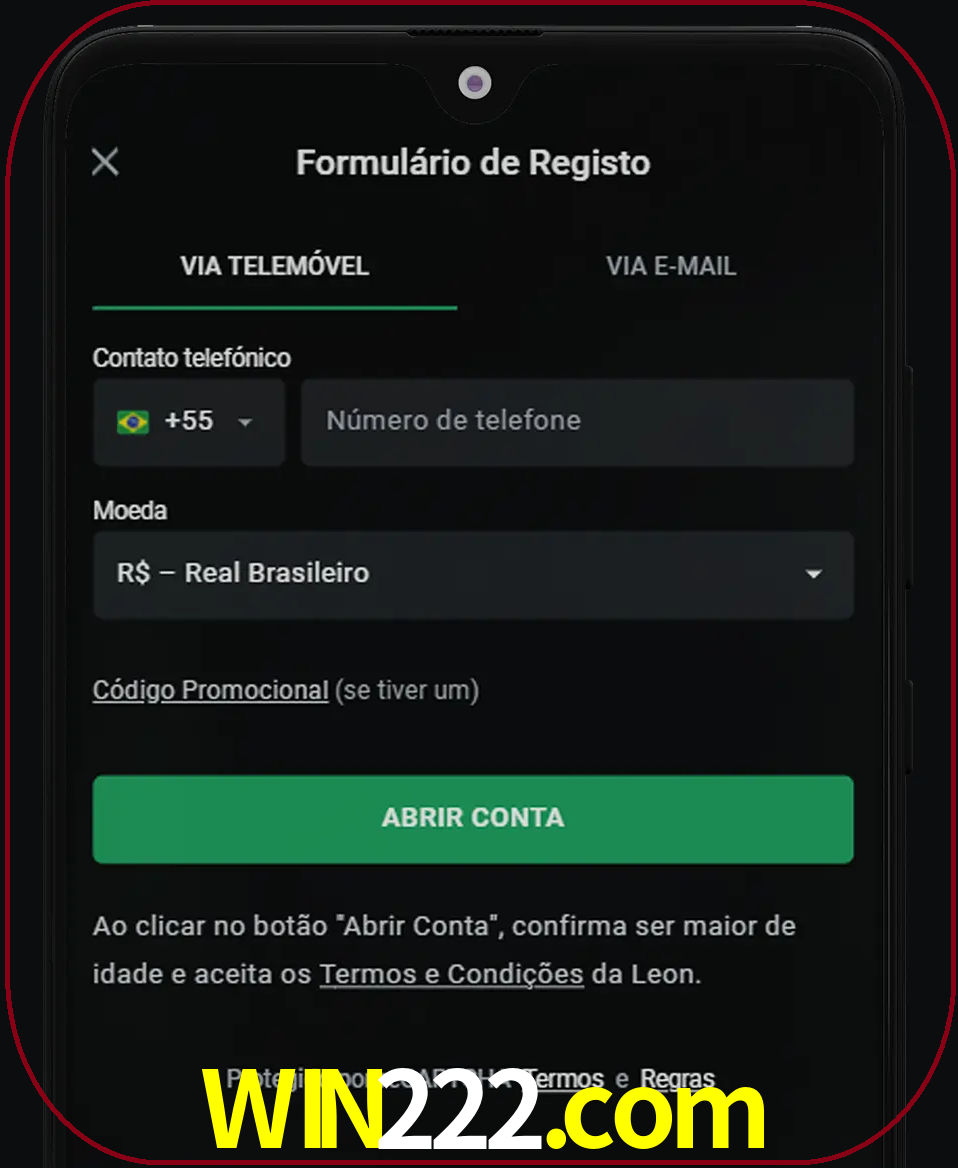 Abra o aplicativo e inicie o processo de registro.